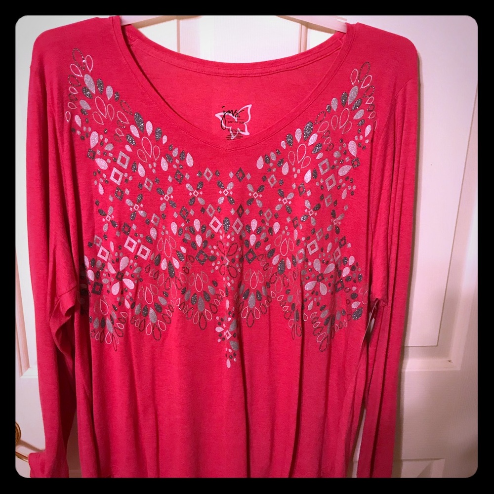 JMS 3X long sleeve pink glitter shirt